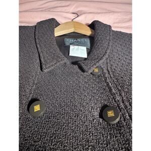 Authentic Chanel Boutique “Coco Mark” button tweed outer